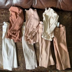 Bundle 12 month H&M 100% cotton ribbed knit pants and shirts, conscious clothing